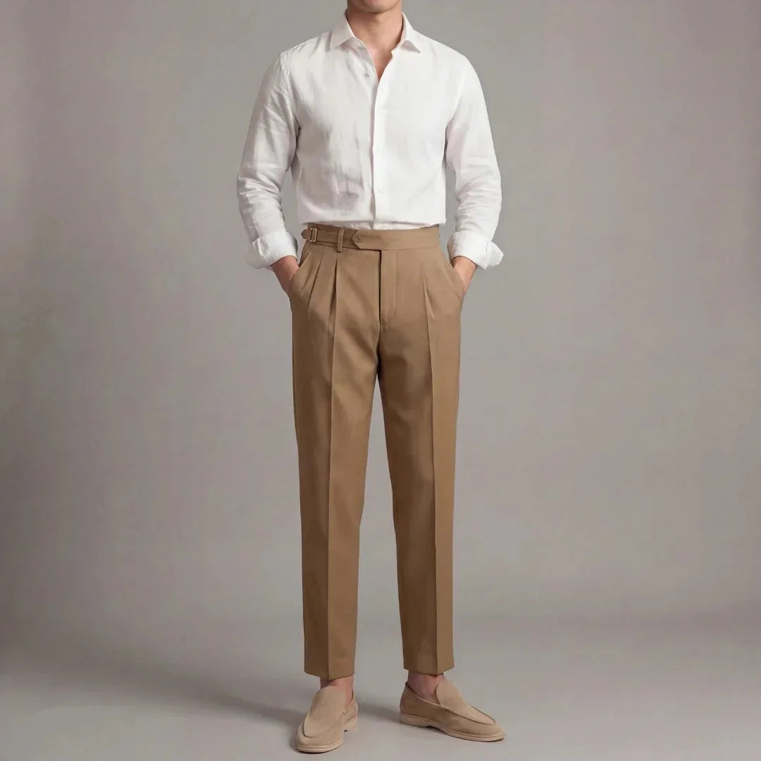 Tailored Single Pleat Trousers – Camel
