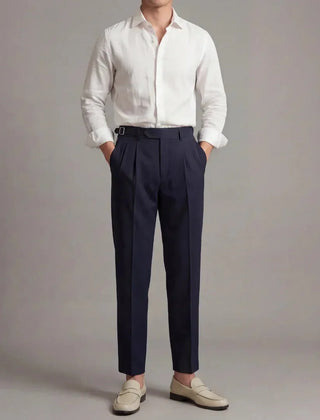 Tailored Single Pleat Trousers – Navy