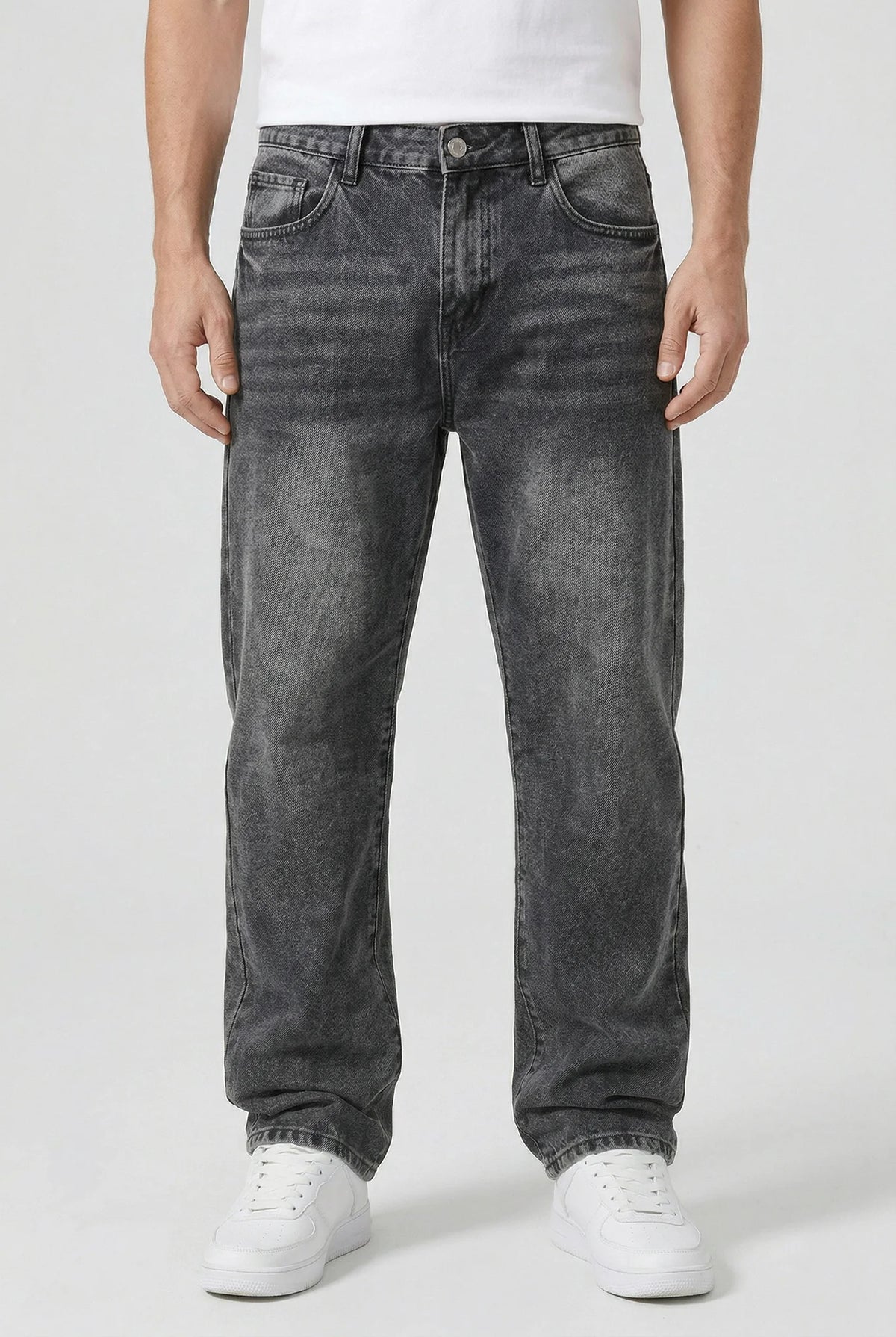 Straight Leg Denim Jeans – Charcoal
