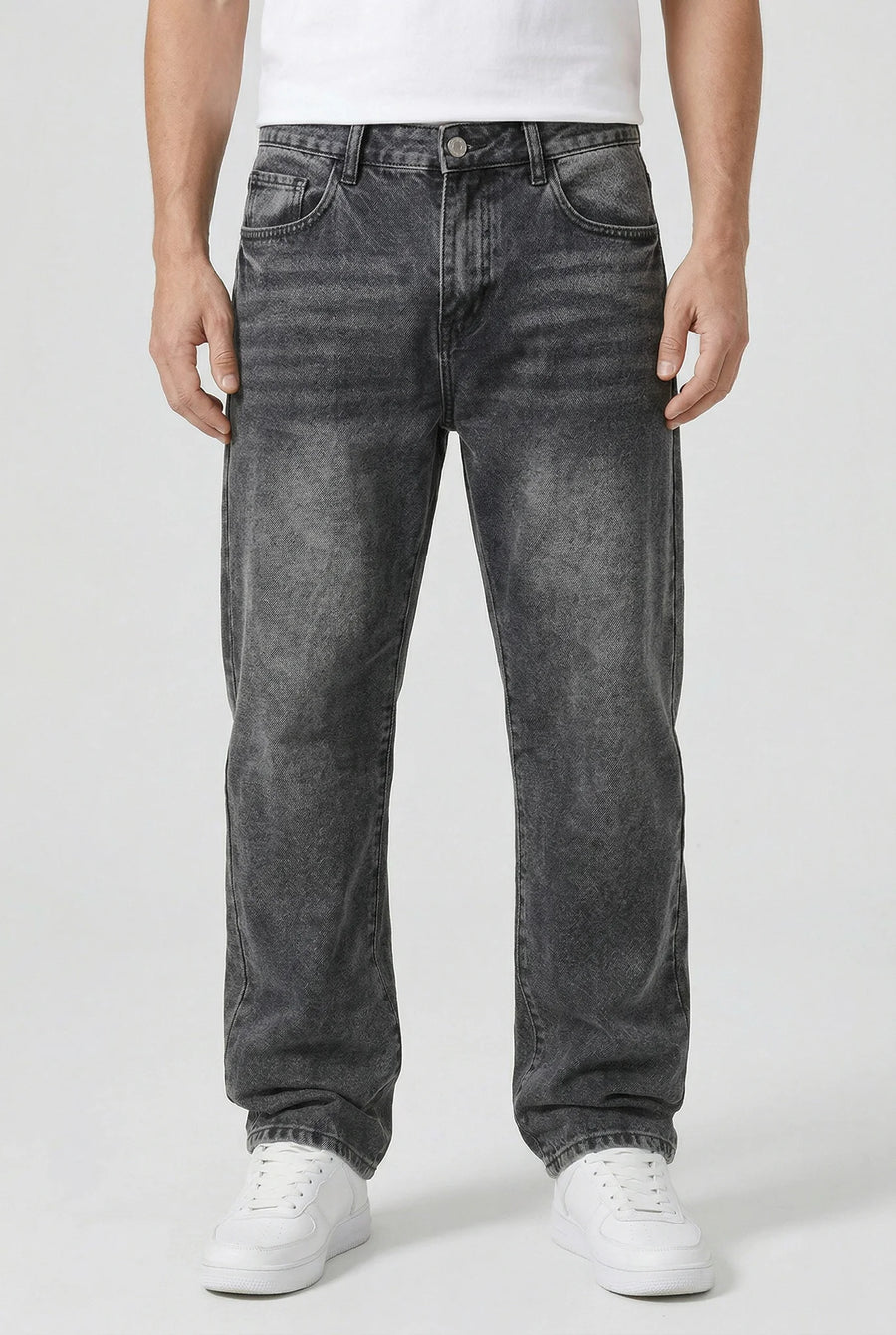 Straight Leg Denim Jeans – Charcoal