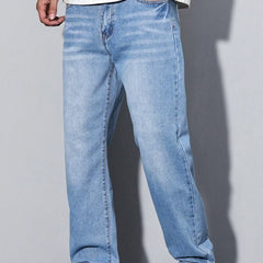 Straight Leg Denim Jeans – Light Blue