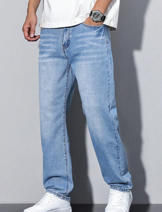 Straight Leg Denim Jeans – Light Blue