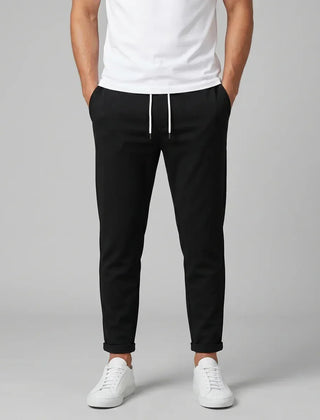 Drawstring Slim Fit Trousers – Black