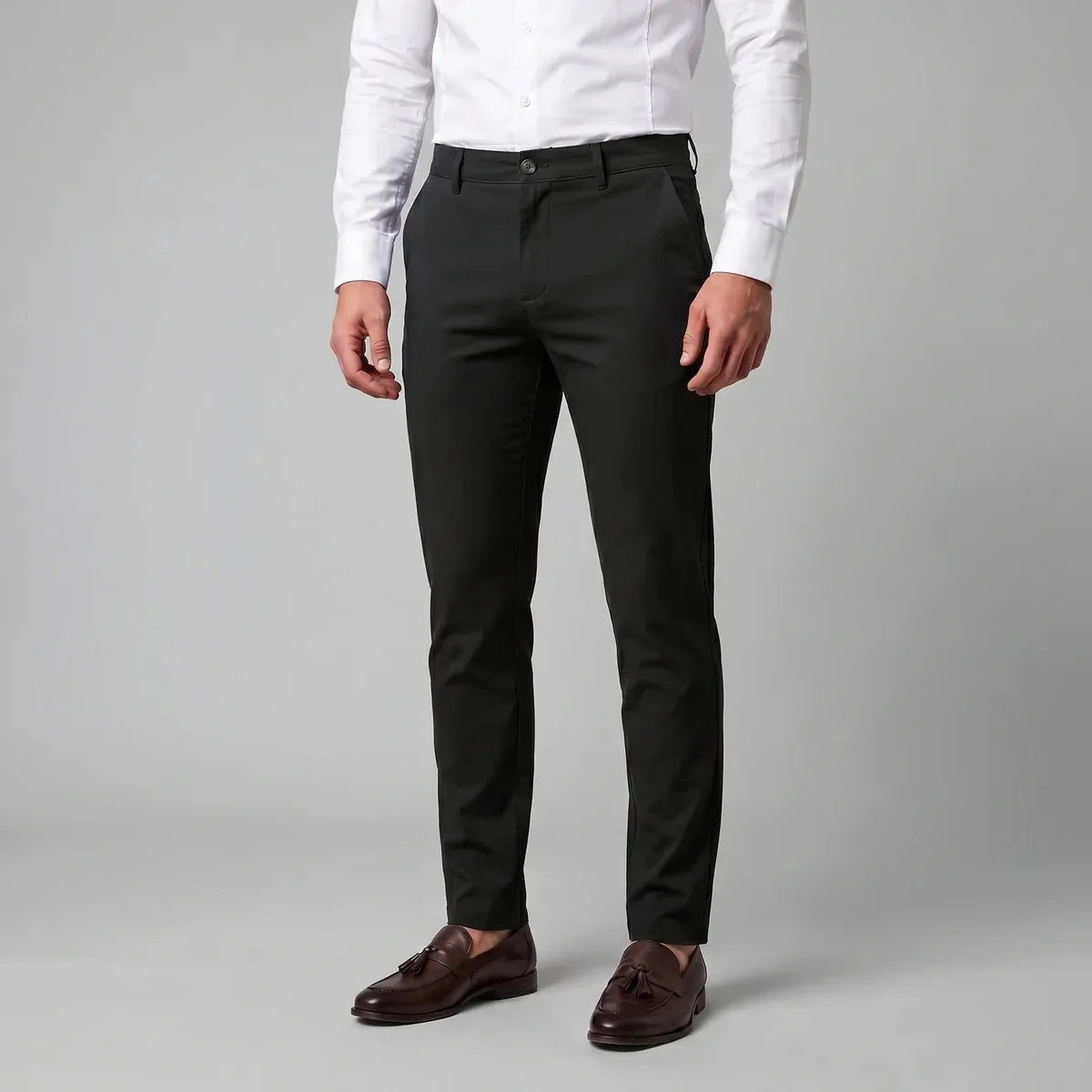 Straight Leg Chino Trousers – Black