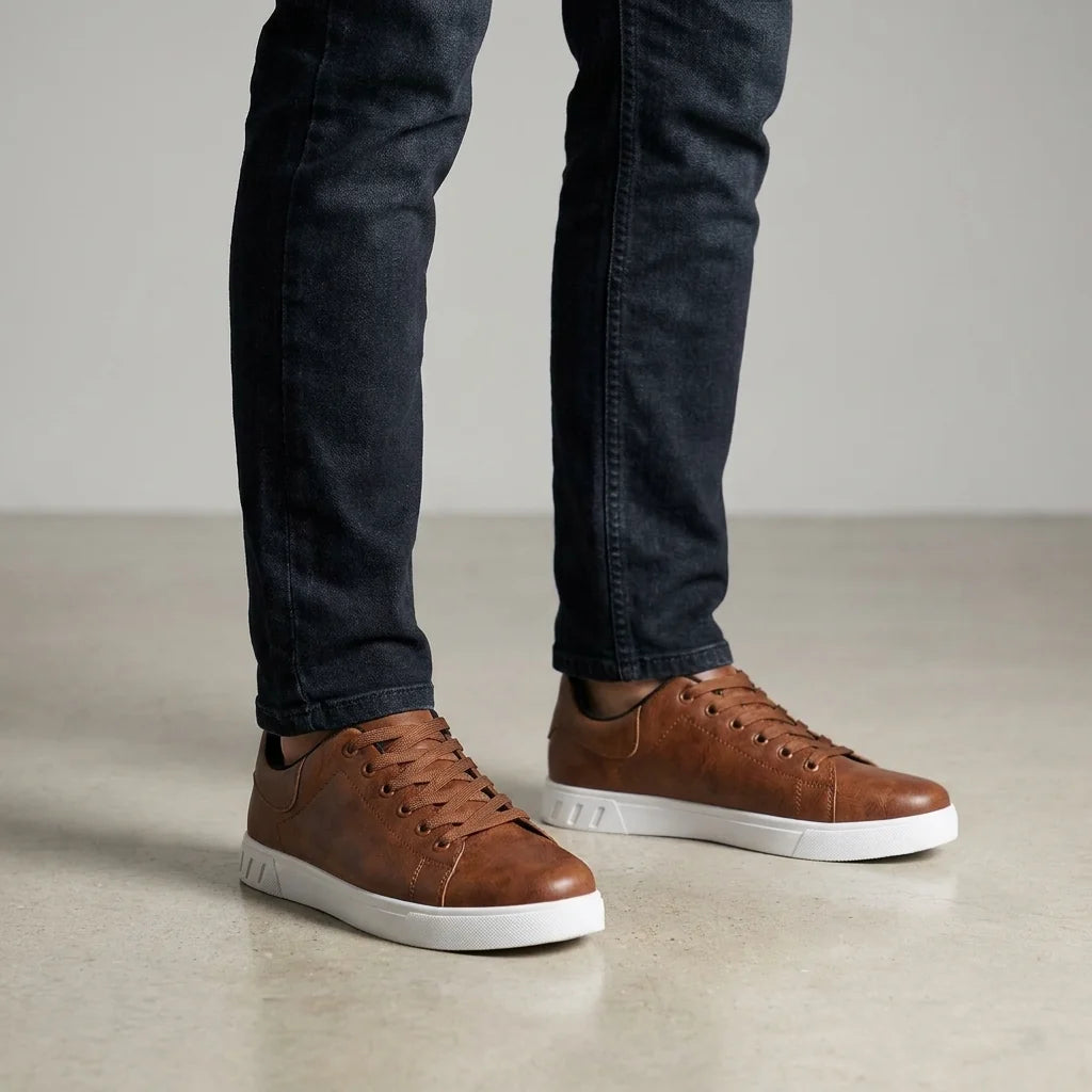White Sole Lace-Up Sneakers