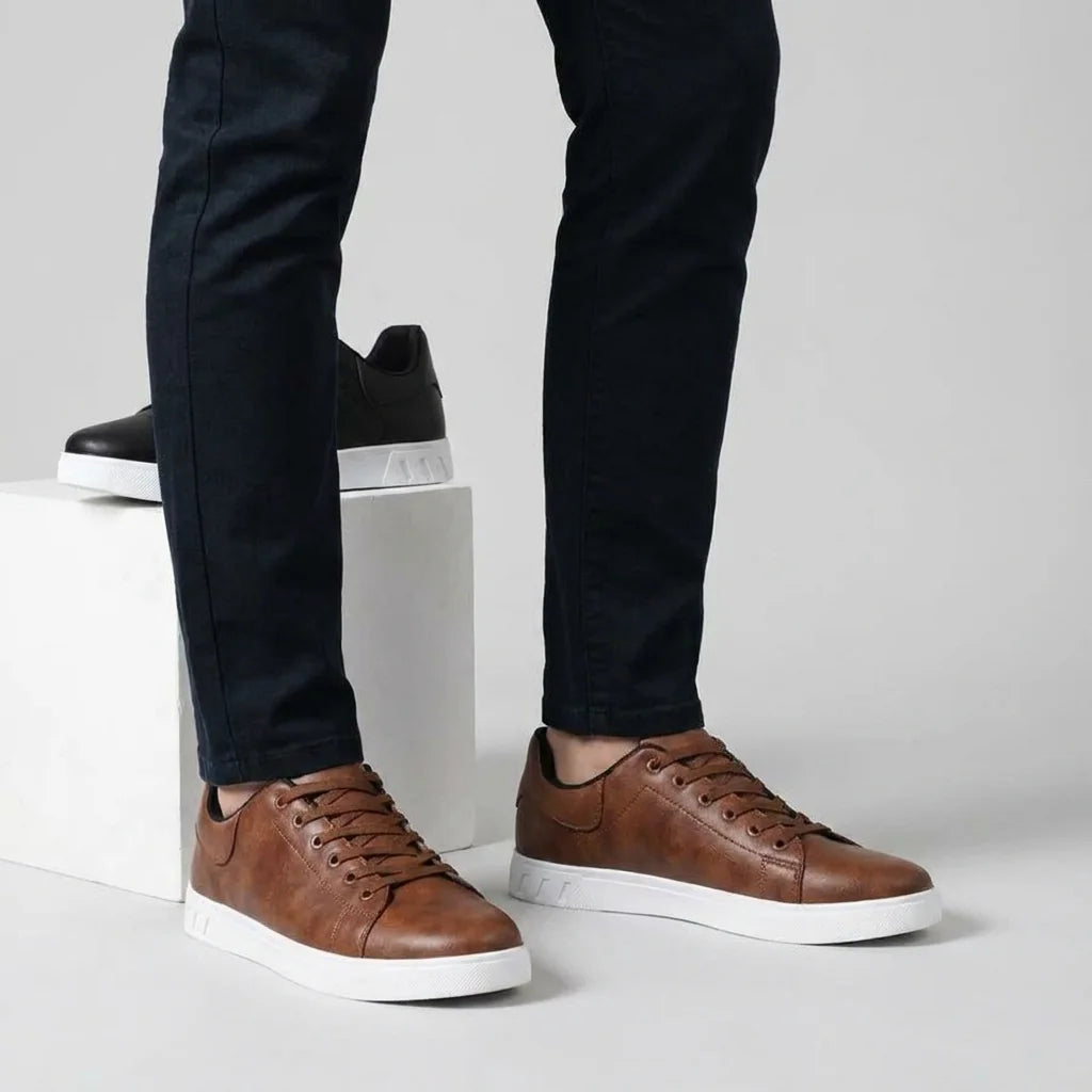 White Sole Lace-Up Sneakers