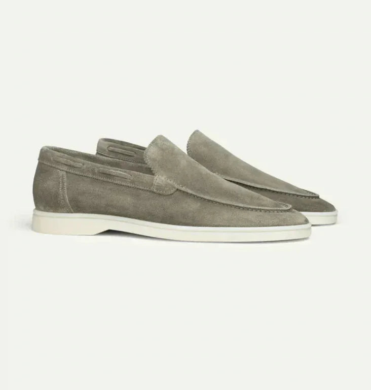 Suede Slip-On Loafers – Sage Green