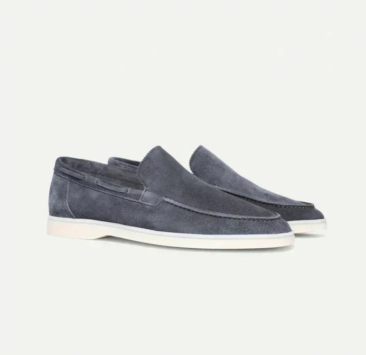 Suede Slip-On Loafers – Slate Blue