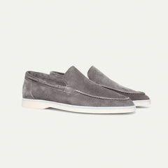 Suede Slip-On Loafers – Light Grey