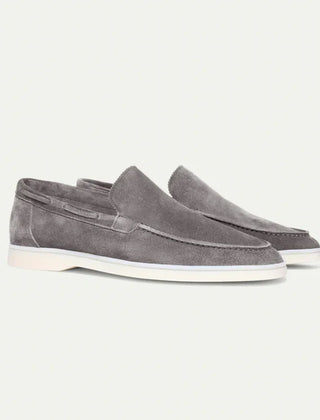 Suede Slip-On Loafers – Light Grey