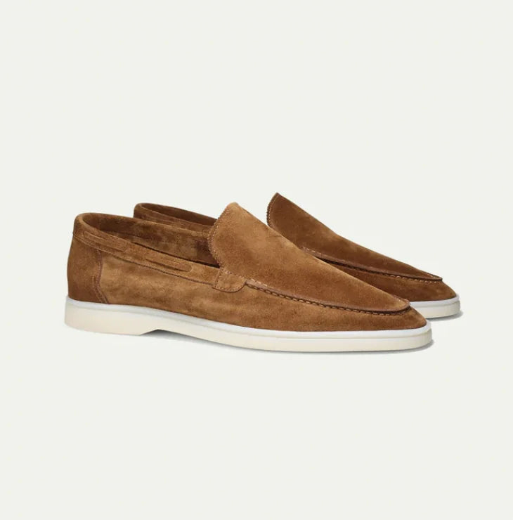 Suede Slip-On Loafers – Light Brown