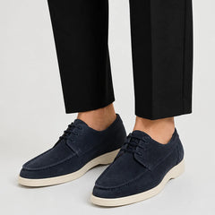 Lace-Up Low-Cut Loafers – Navy
