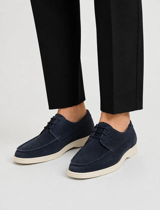 Lace-Up Low-Cut Loafers – Navy