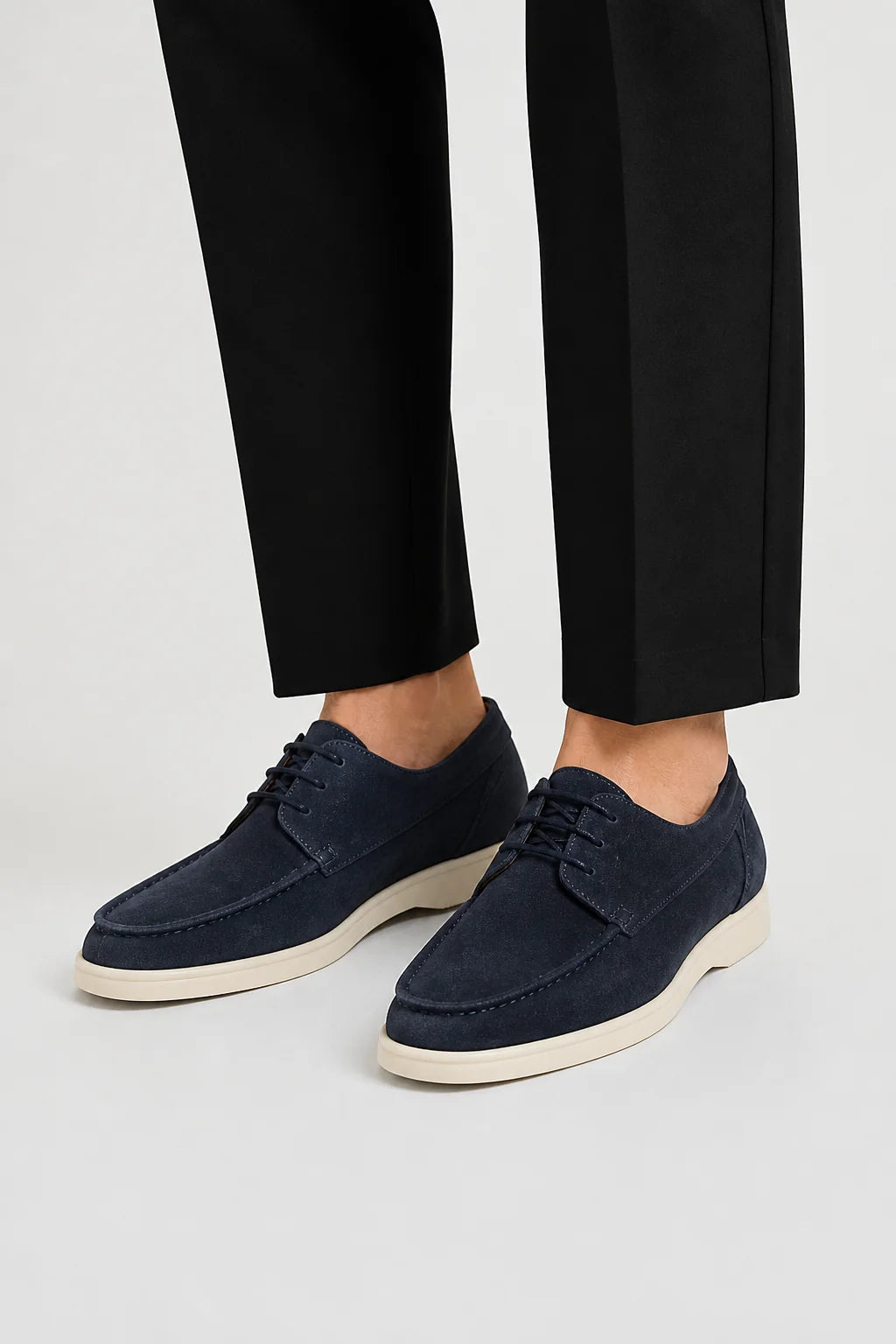 Lace-Up Low-Cut Loafers – Navy