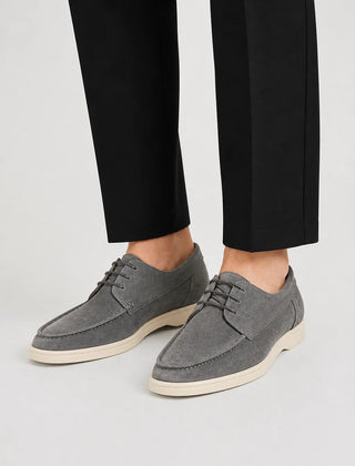 Lace-Up Low-Cut Loafers – Grey