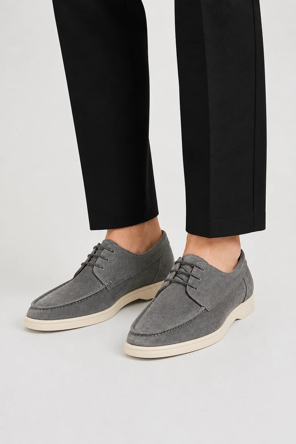 Lace-Up Low-Cut Loafers – Grey