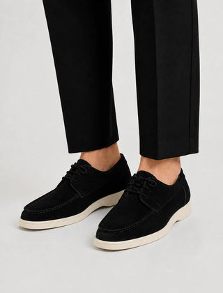 Lace-Up Low-Cut Loafers – Black