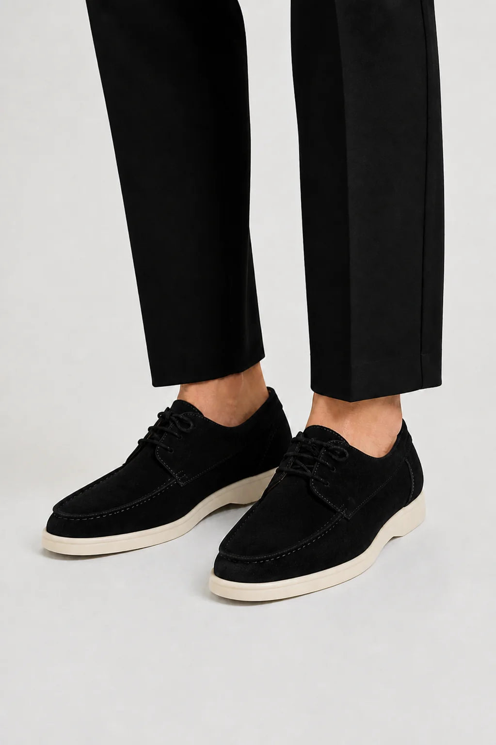 Lace-Up Low-Cut Loafers – Black