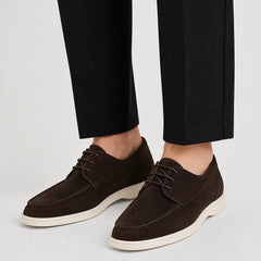 Lace-Up Low-Cut Loafers – Dark Brown