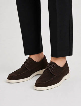 Lace-Up Low-Cut Loafers – Dark Brown