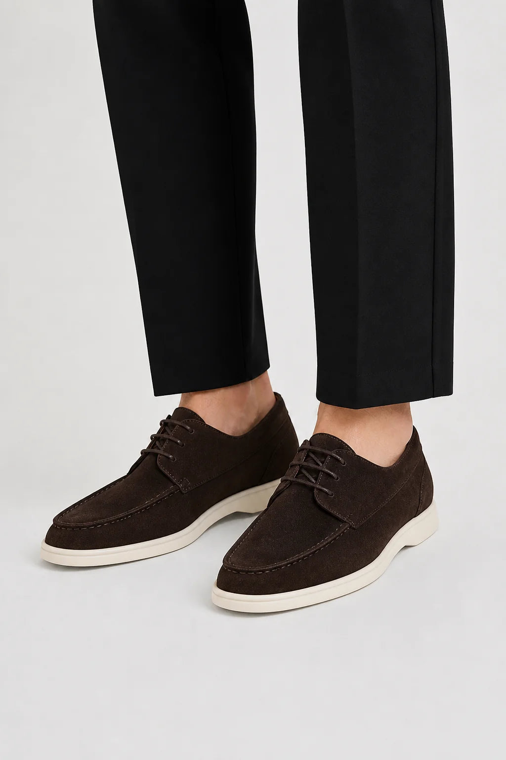 Lace-Up Low-Cut Loafers – Dark Brown