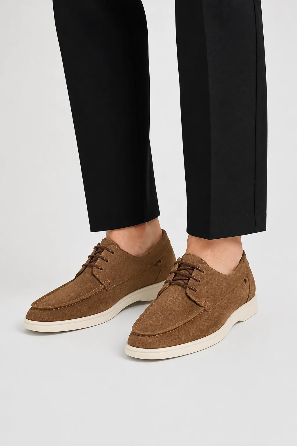 Lace-Up Low-Cut Loafers – Tan