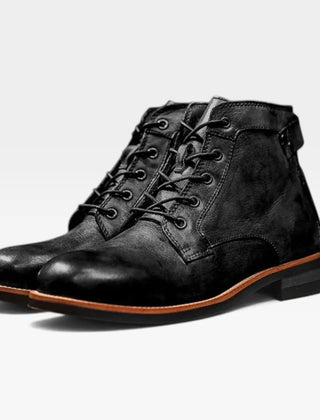 Lace-Up Buckle Ankle Boots – Black