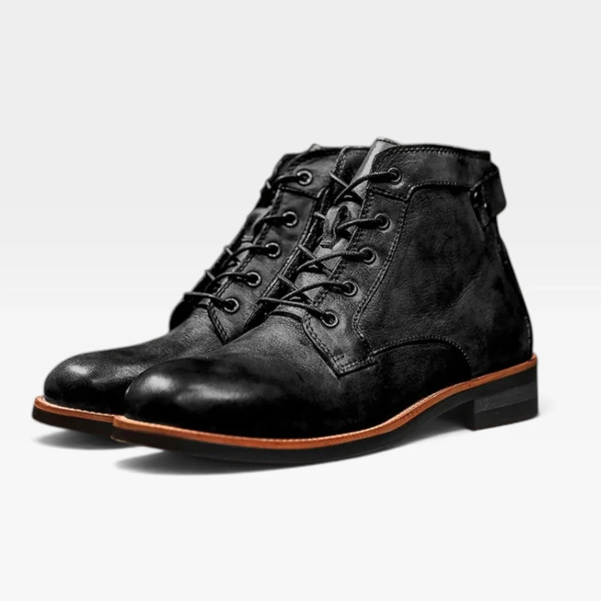 Lace-Up Buckle Ankle Boots – Black