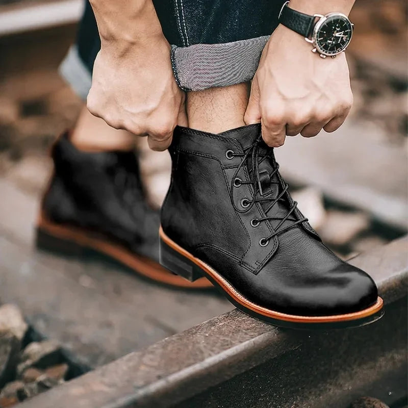 Lace-Up Buckle Ankle Boots