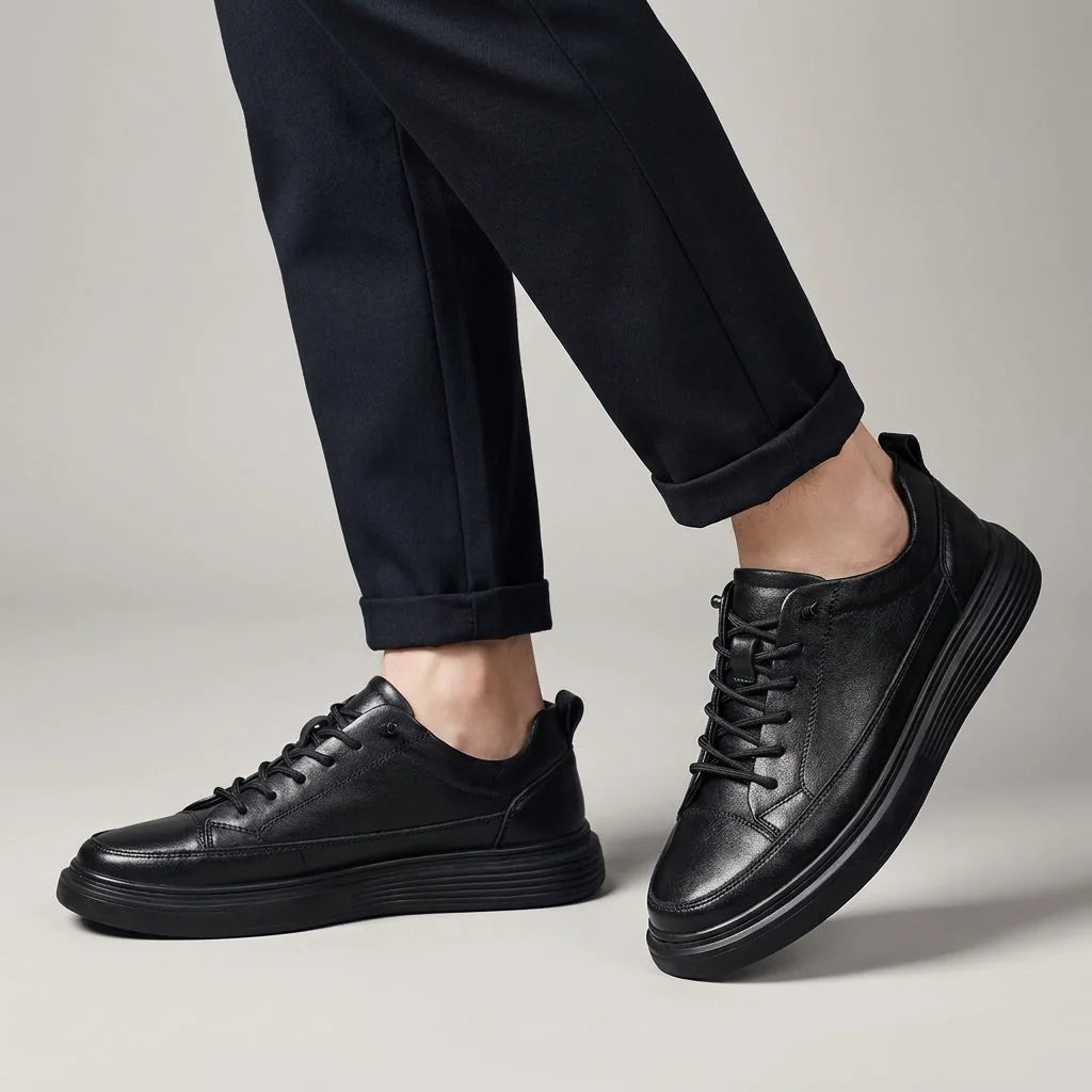 Black Sole Lace-Up Sneakers