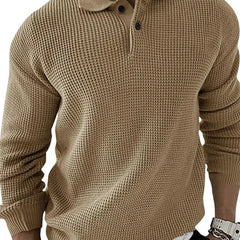 Slim Fit Lapel Collar Jumper – Khaki