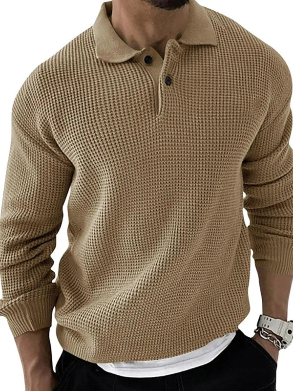 Slim Fit Lapel Collar Jumper – Khaki