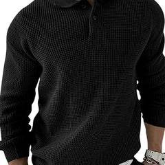 Slim Fit Lapel Collar Jumper – Black