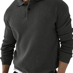 Slim Fit Lapel Collar Jumper – Charcoal Grey