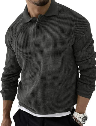 Slim Fit Lapel Collar Jumper – Charcoal Grey